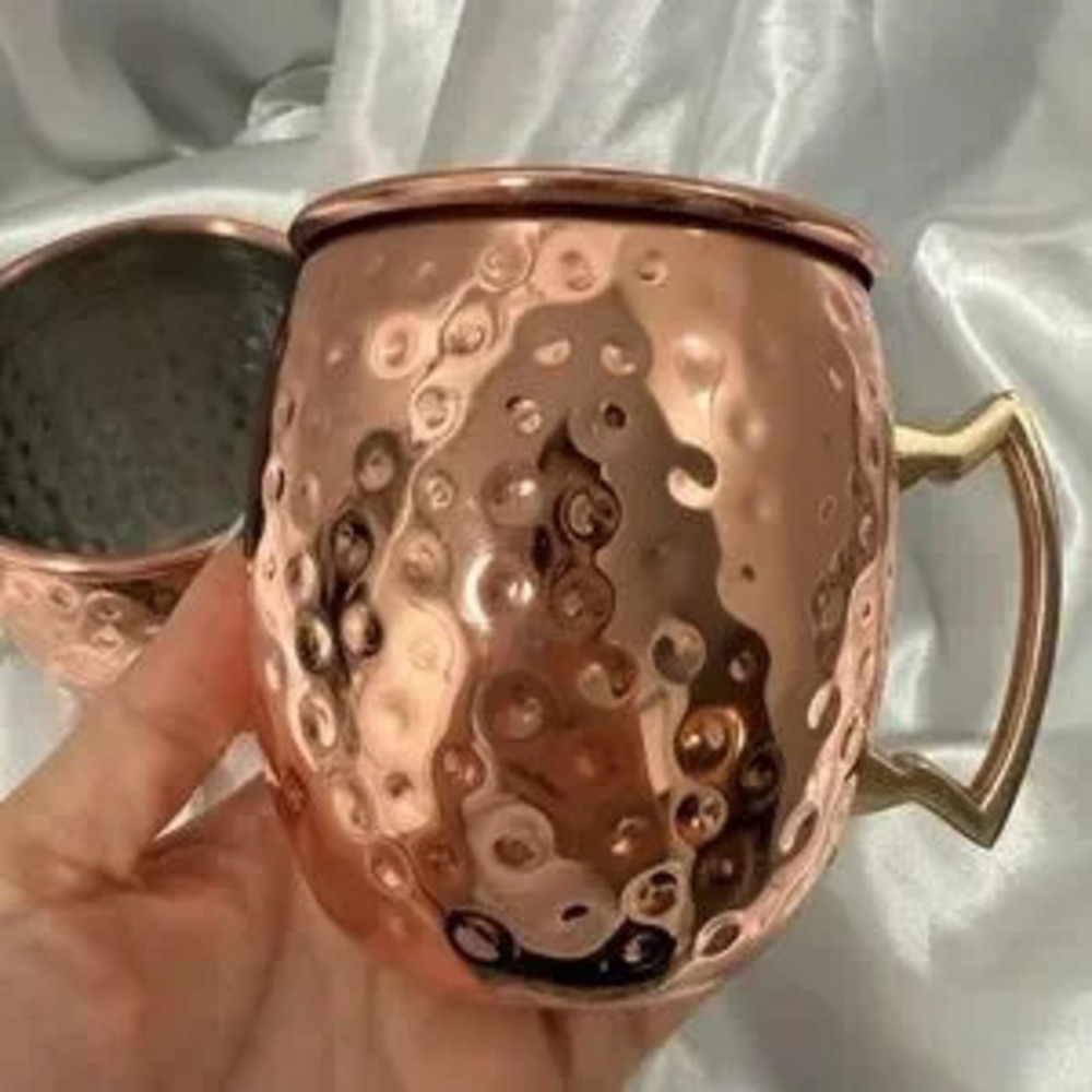 Arcoroc FK368 16 oz Moscow Mule Cup - Stainless Steel/Hammered Copper Finish